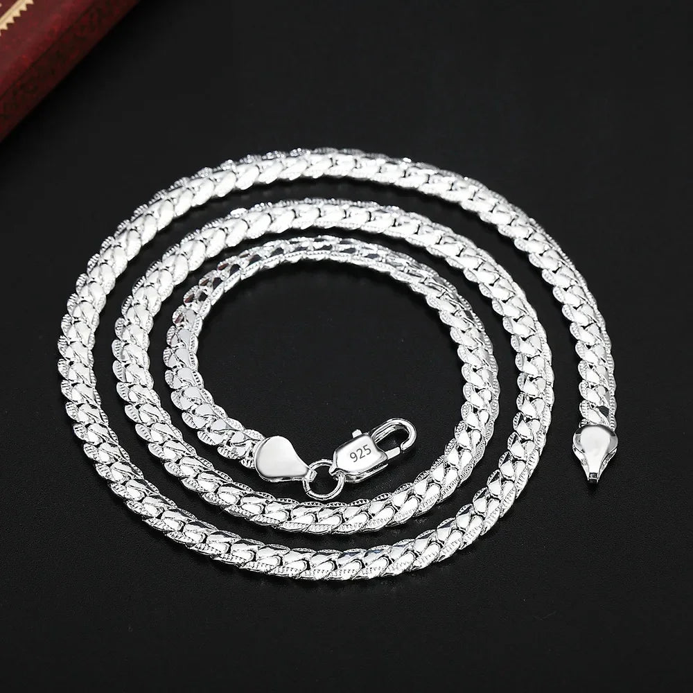 925 Sterling Silver Skeleton Pendant Link Chain Necklace - Unisex Classic Wedding Jewelry