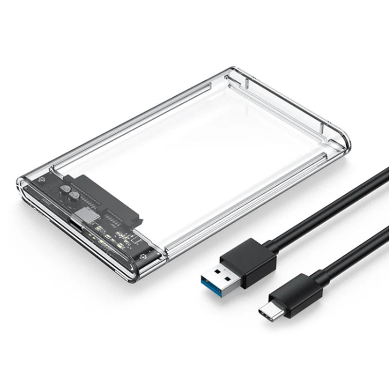 USB 3.0 2.5-Inch (63.5 mm) SATA HDD/SSD Enclosure — Up to 6TB, 5Gbps, Transparent Case, Plug & Play