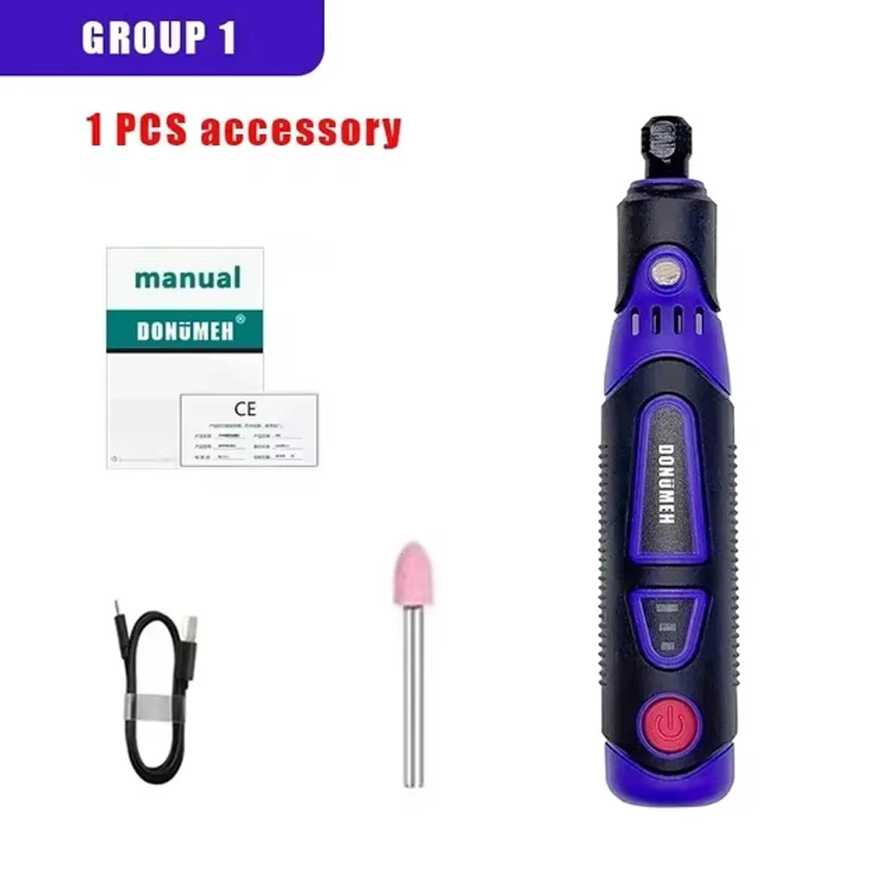 Mini Cordless Rotary Tool 3-Speed USB Type-C Grinder & Engraving Pen Set – Portable Electric DIY Drill with Accessories