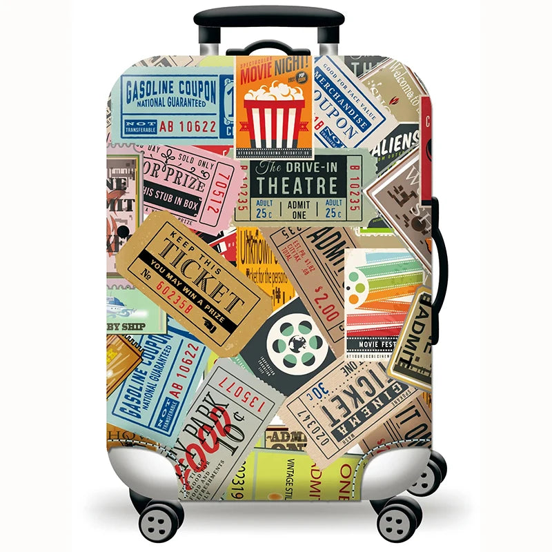 Elastic Stretch Printed Luggage Cover with Zipper & Buckle – Fits 18–32 Inch (46–81 cm) Suitcases – Durable Travel Trolley Protector