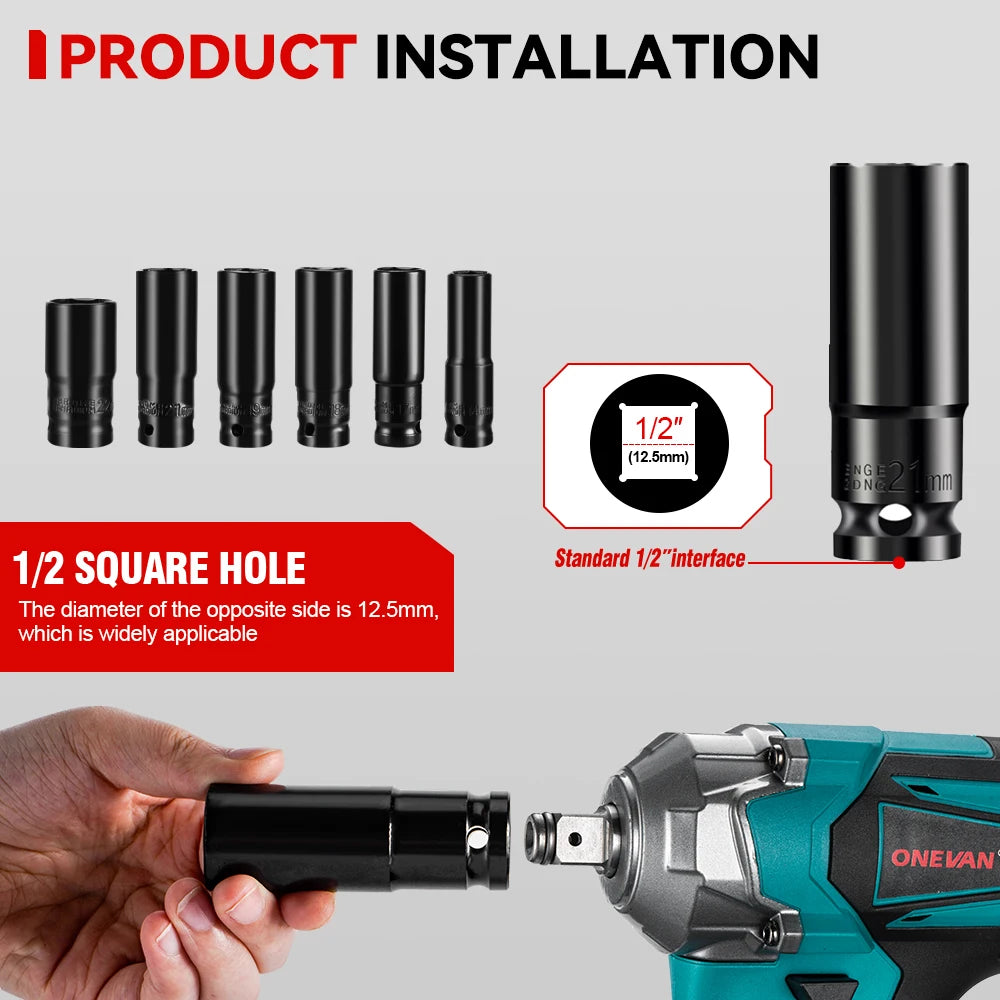 1200 N·m Brushless 1/2-Inch (12.7 mm) Cordless Impact Wrench – 18V Compatible, 3-Mode Portable Torque Tool