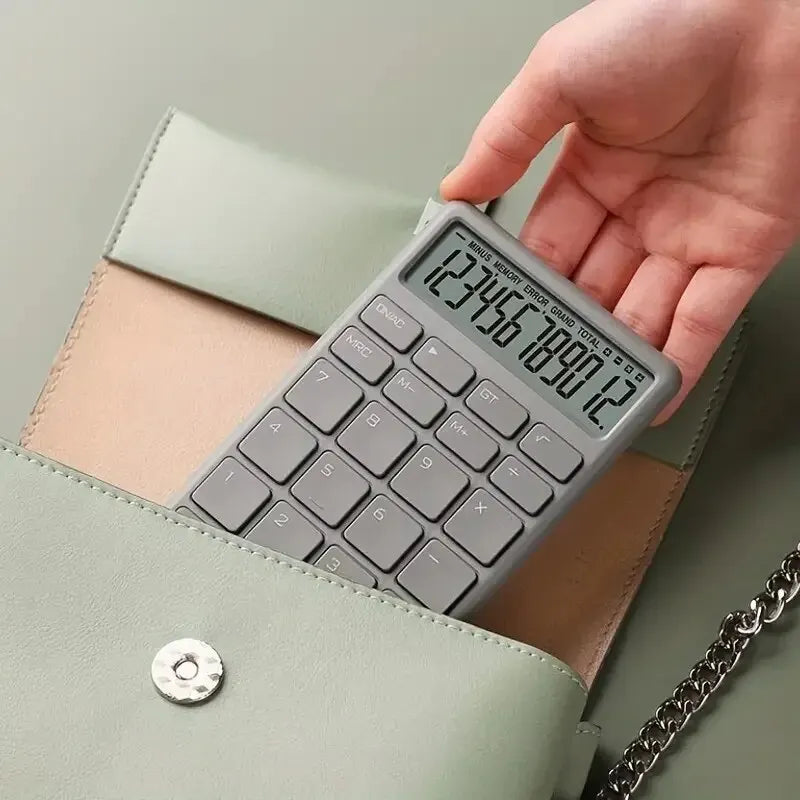 12-Digit Dual-Power Solar Calculator - Portable Electronic Calculator for Home, Office & School