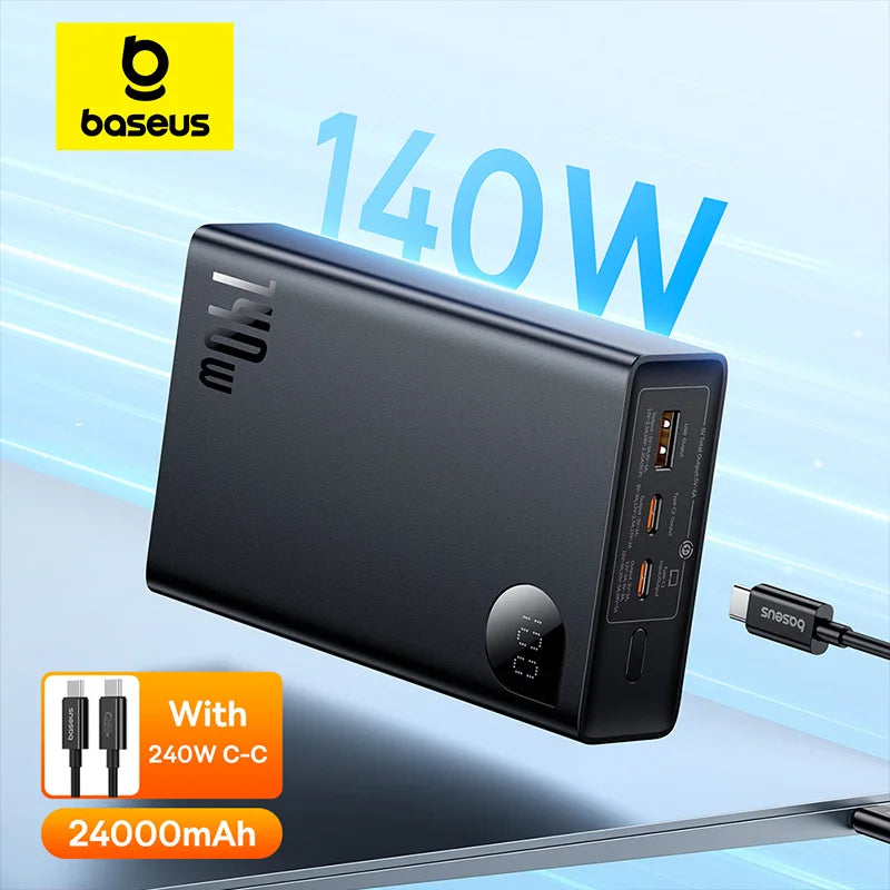 140W 24000mAh Power Bank Portable Fast Charger 3-Port USB-C & USB-A PD for iPhone MacBook Tablet