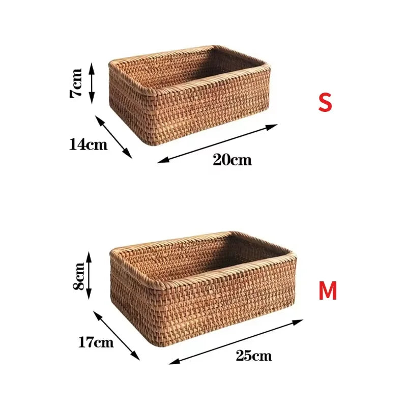 Handmade Rattan and Bamboo Nesting Storage Baskets – Woven Organizer for Home, Kitchen and Table