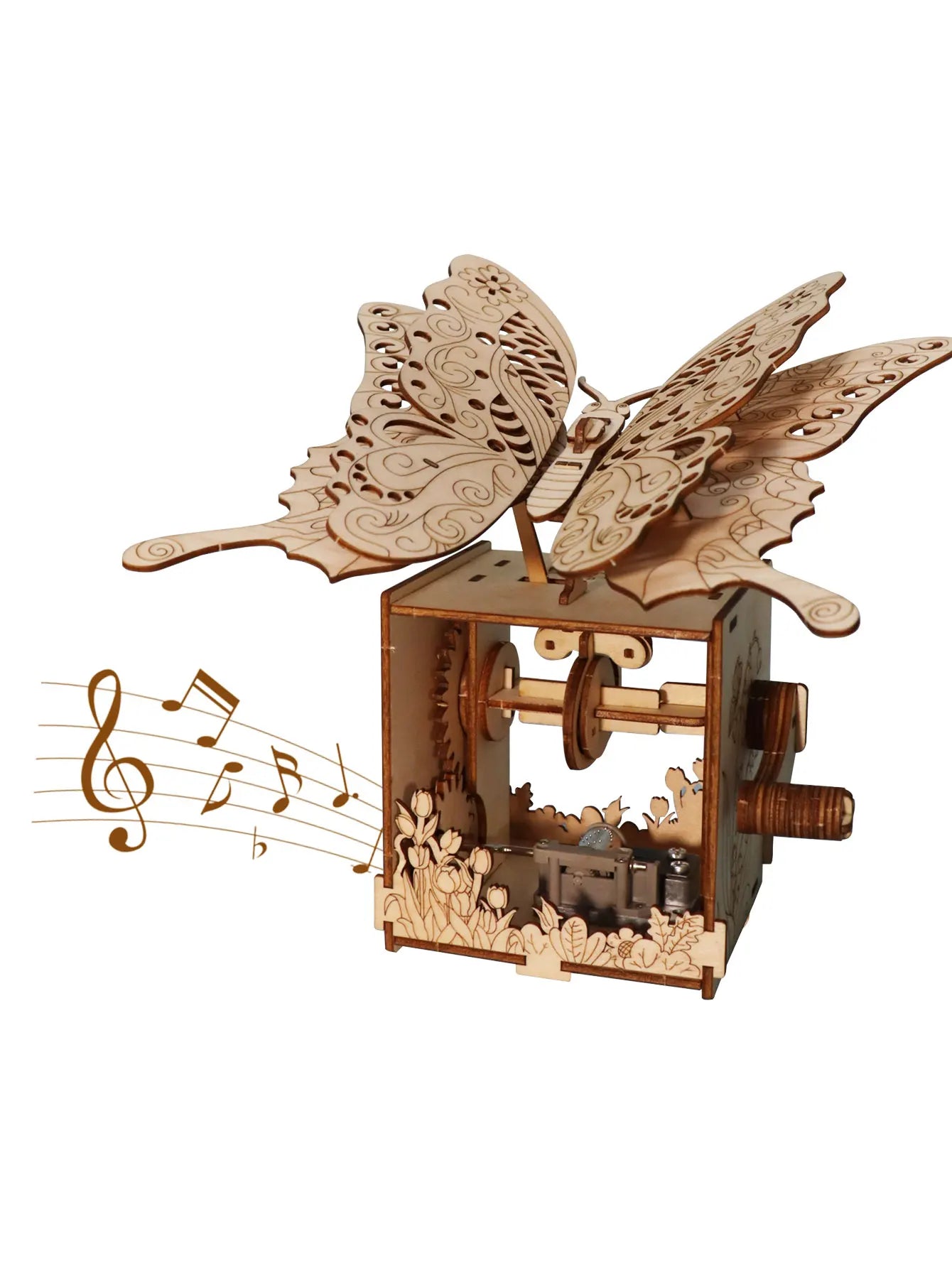3D Wooden Butterfly Music Box DIY Puzzle You Are My Sunshine Handmade Model Kit Gift for Teens & Adults