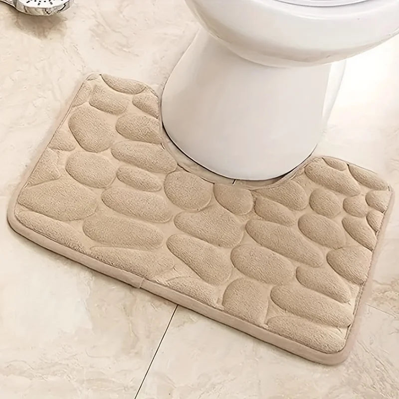 FanzyMarket U-shaped waterproof suede bathroom mat with water-absorbent, non-slip surface, designed for bathroom comfort and safety.