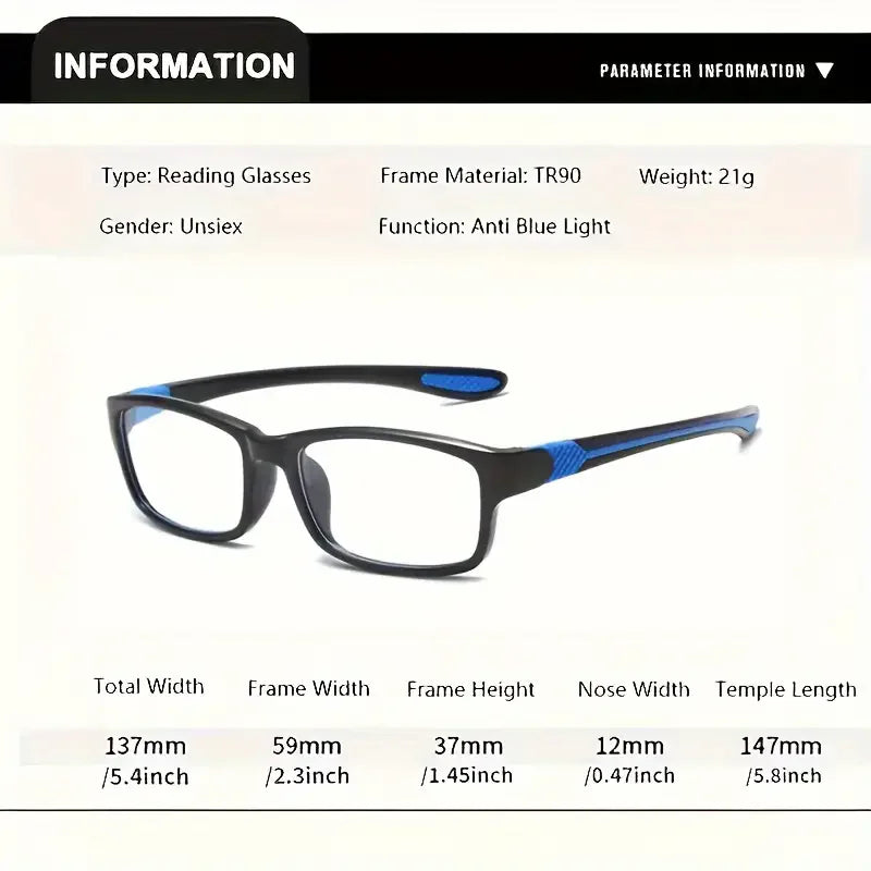 Sports Reading Glasses 1 or 3-Pack for Men & Women – Comfortable Presbyopic Readers with Polycarbonate Lenses
