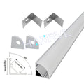0.5m LED Aluminum Channel Kit 16x16mm - U/V/Y/W Profiles, Black or Silver, 2–30 Pack