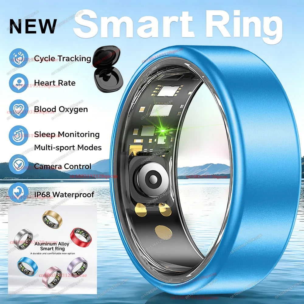 Smart Ring with Charging Case – Unisex Health Tracker, Heart Rate & SpO2 Monitor, Sleep Tracking, IP68 Waterproof, Multi-Sport Modes, Multiple Sizes
