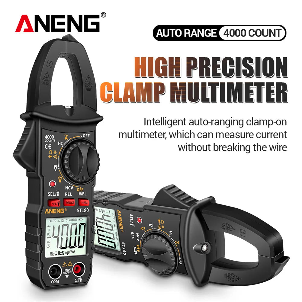 Digital AC Clamp Meter 4000 Counts Multimeter – AC/DC Voltage & Current Tester with NCV, Capacitance, Frequency, Ohms