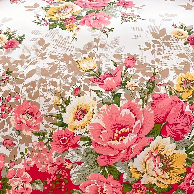 Floral Microfiber Duvet Cover Set with Zipper Closure - 3-Piece Reversible Botanical Print Bedding (1 Duvet Cover, 2 Pillowcases)