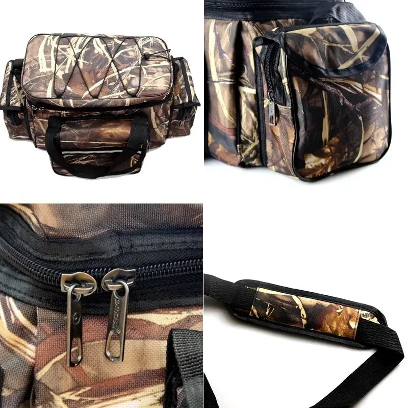 Waterproof Fishing Tackle Bag 50 x 30 x 25 cm (19.7 x 11.8 x 9.8 in) Large Capacity Nylon Two-Layer Shoulder Bag