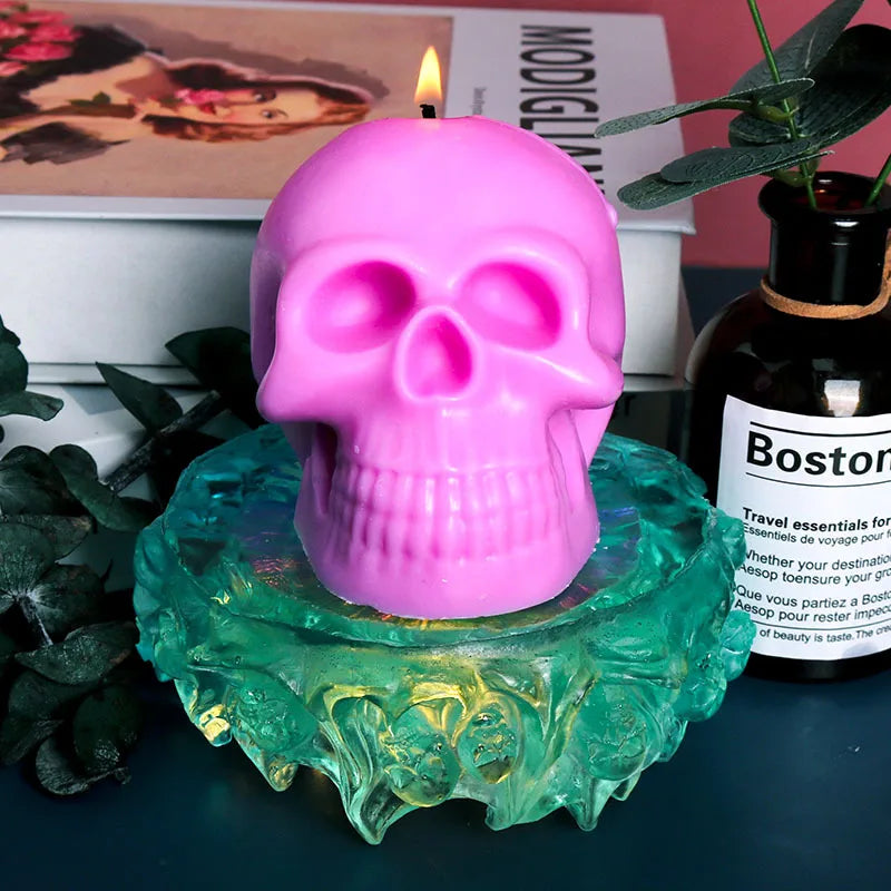3D Skull Silicone Mold for Candle & Soap Making – DIY Halloween Plaster & Epoxy Craft Casting Mold