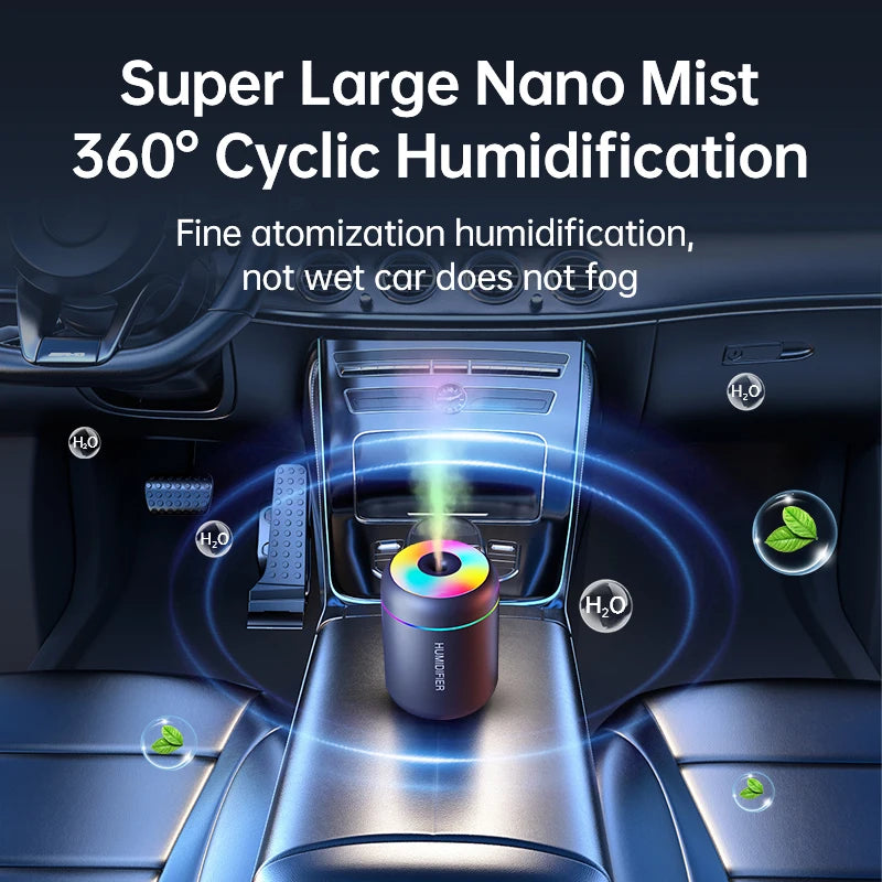 180ml (6.1 fl oz) Mini USB Ultrasonic Humidifier Aroma Diffuser for Car Home Bedroom with LED Light