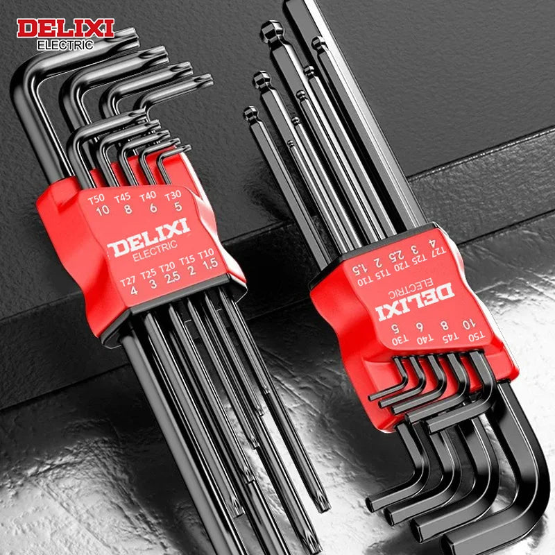 Long Metric Allen Key Set with Sleeve Universal Torque Hex Wrenches & Screwdriver for Motorcycles and Bicycles