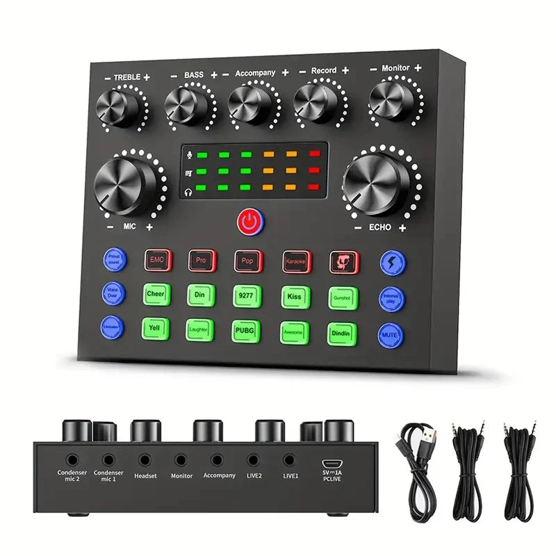 Audio Mixer with Voice Changer - Podcast Sound Card for Phone, Gaming, Karaoke & Live Streaming