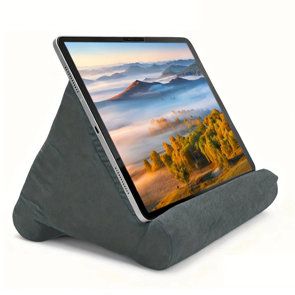 Multi-Angle Sponge Pillow Tablet Stand - Soft Cushion Holder for 7-12 Inch Tablets, Bed & Desk Reading Dock