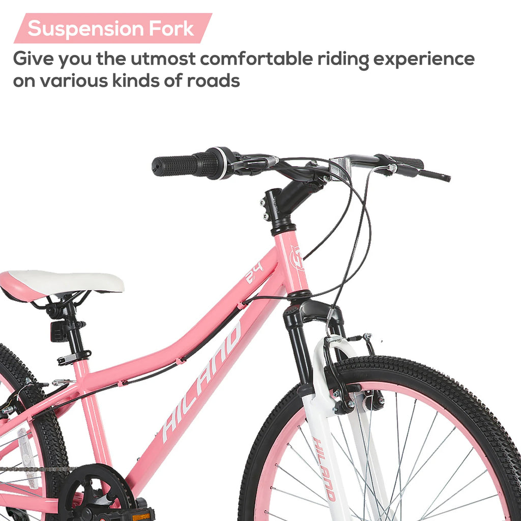 20-Inch Kids Mountain Bike with Front Suspension, Youth Bicycle for Ages 7+, Front V-Brake & Rear Brake — Boys & Girls, Multiple Colors
