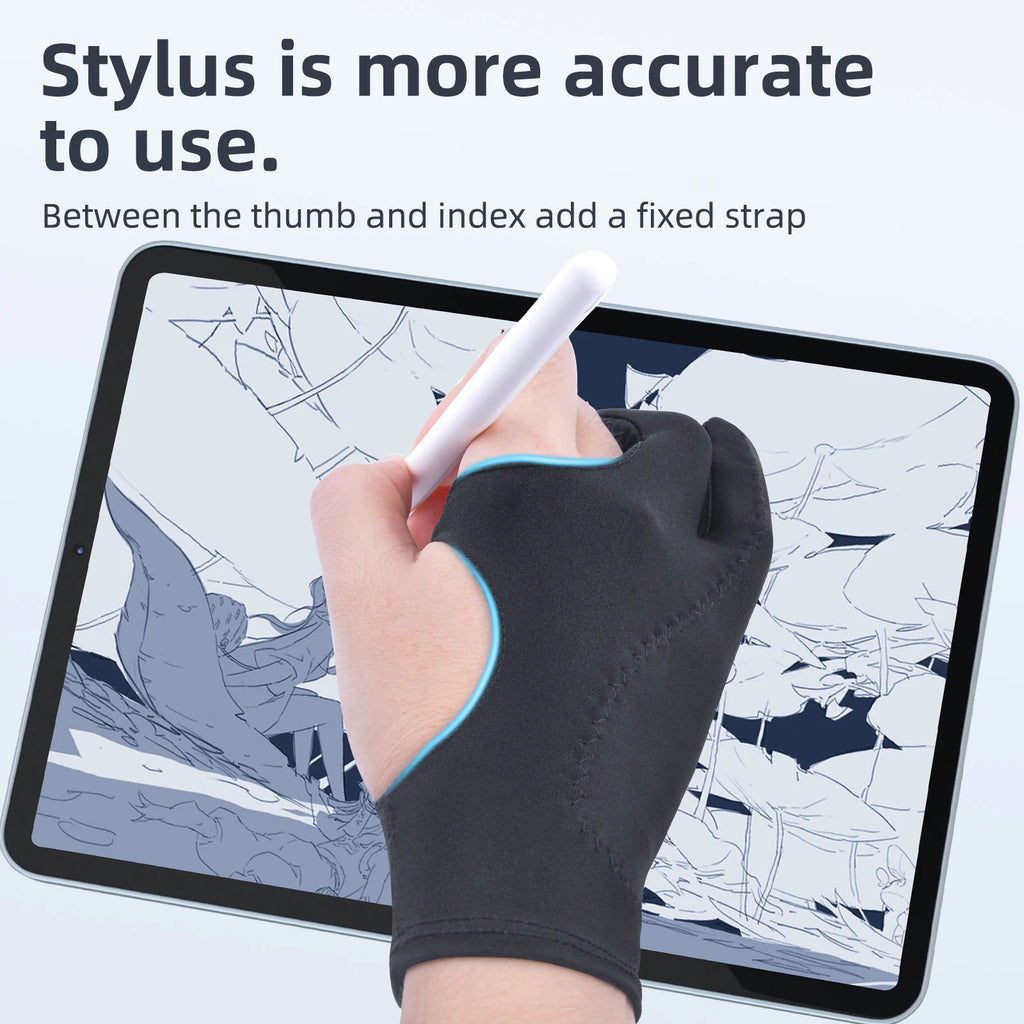 Two-Finger Anti-Fouling Touchscreen Drawing Glove for Tablet and Phone, Anti-Contact Stylus Glove