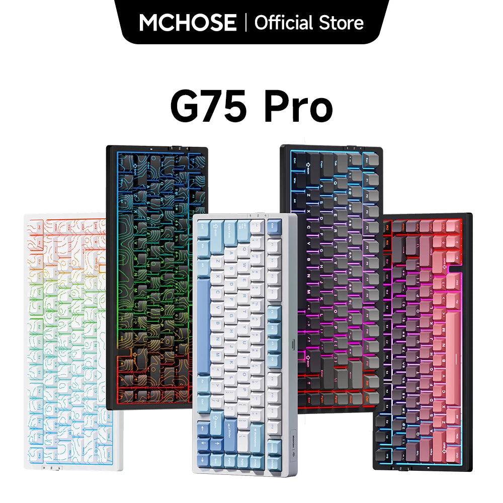 75% Wireless Mechanical Keyboard — Gasket-Mounted, 5-Layer Dampening, RGB Backlit, Tri-Mode (2.4GHz/BT/Wired), Hot-Swappable, Double-Shot PBT Keycaps
