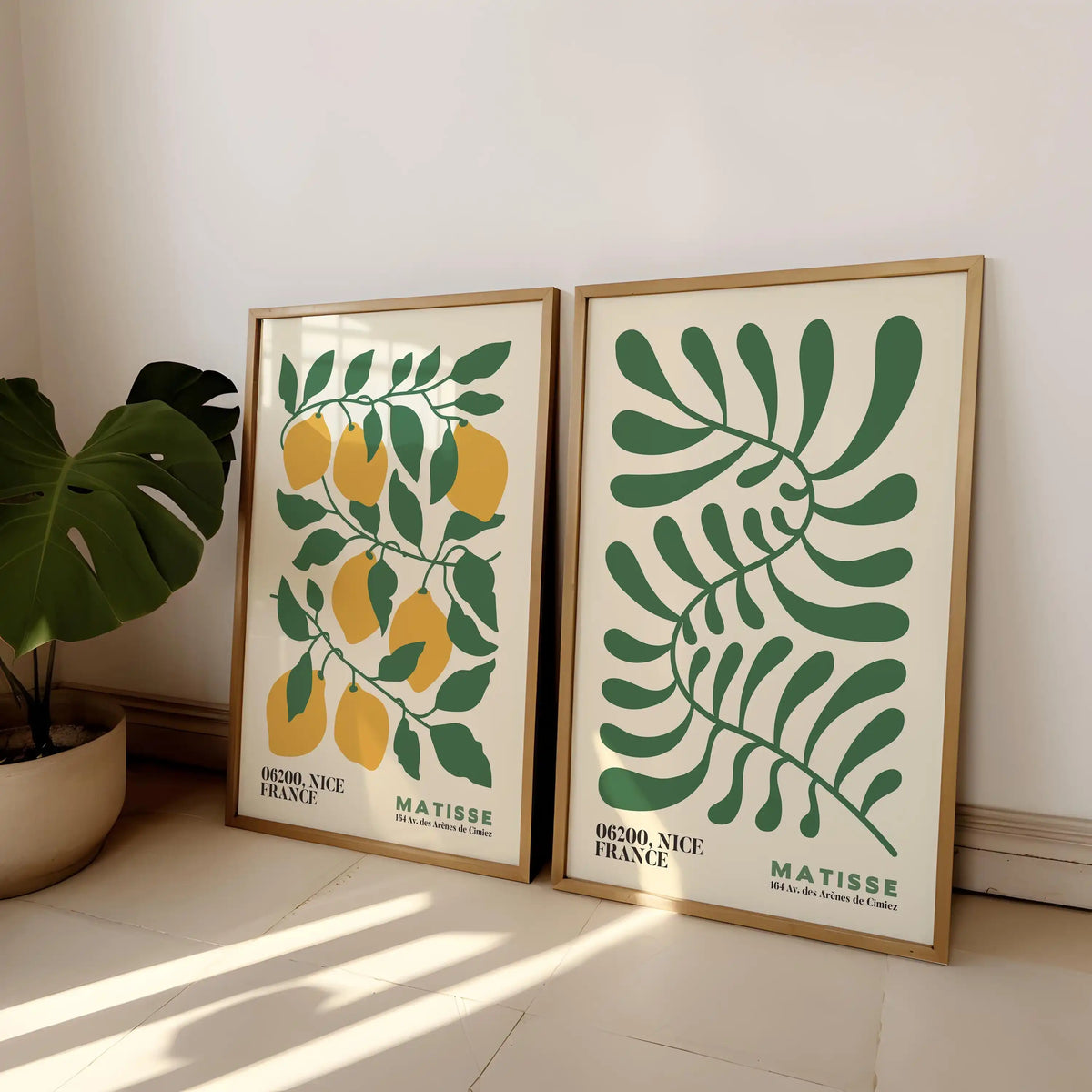 2-Piece Frameless Matisse Floral Canvas Prints - Bohemian Mid-Century Modern Wall Art for Bedroom & Living Room