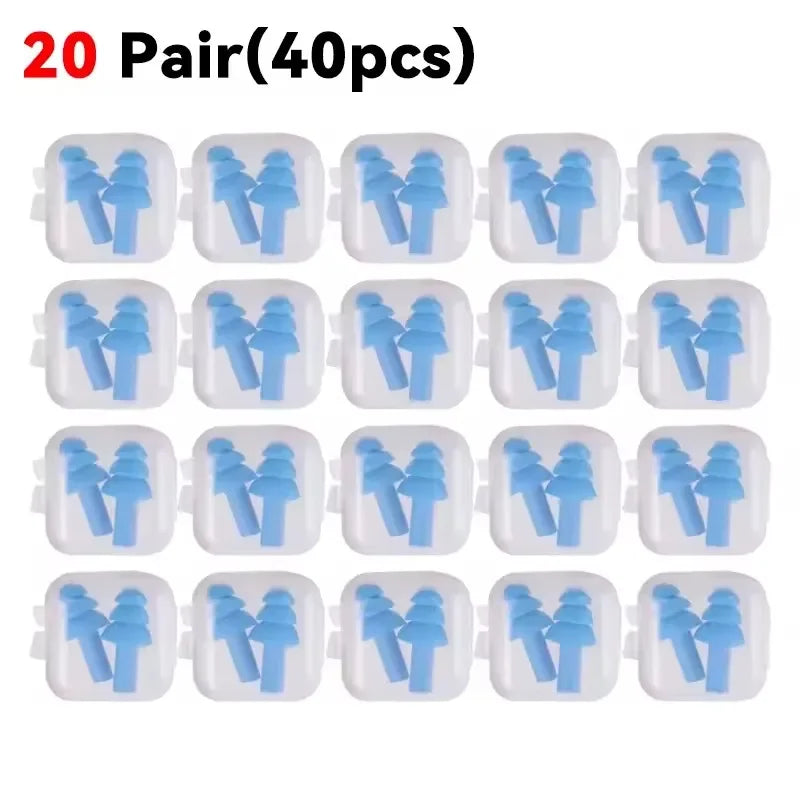 Reusable Silicone Ear Plugs - Noise Cancelling Sleeping & Waterproof Swimming Earplugs with Storage Box
