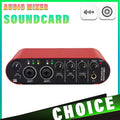 24-Bit 192 kHz USB Audio Interface with Loopback – External Sound Card for Guitar Recording & Stereo Monitoring (Red)