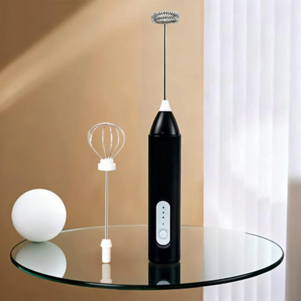 Portable Electric Whisk 2 in 1 Milk Frother and Mixer USB Easy to Clean