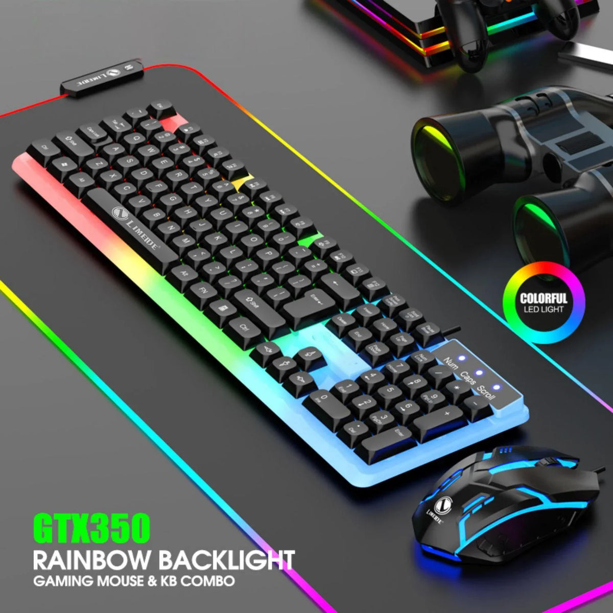 RGB Backlit Wired Keyboard and Mouse Set - 104-Key Mechanical-Feel USB Gaming & Office Combo