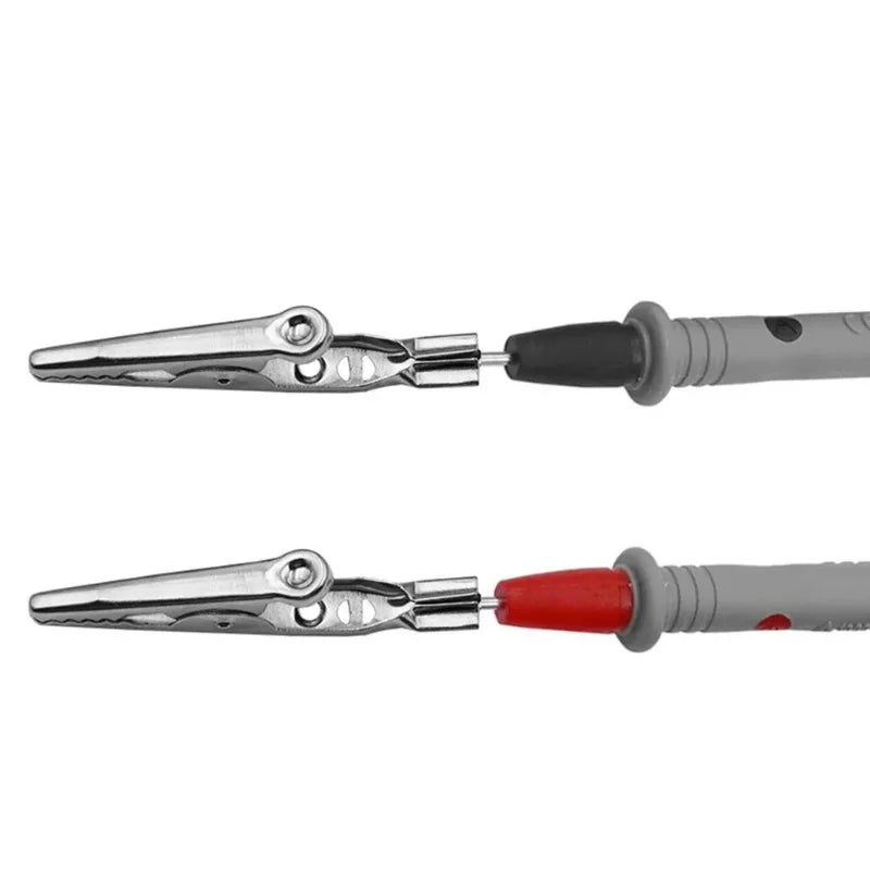 2-Pack Alligator Clip Test Leads for Multimeter – 10A 1000V Red & Black Crocodile Clips