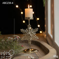 Golden Wrought Iron Christmas Candle Holder - Star, Elk & Tree Holiday Centerpiece for Table Decor