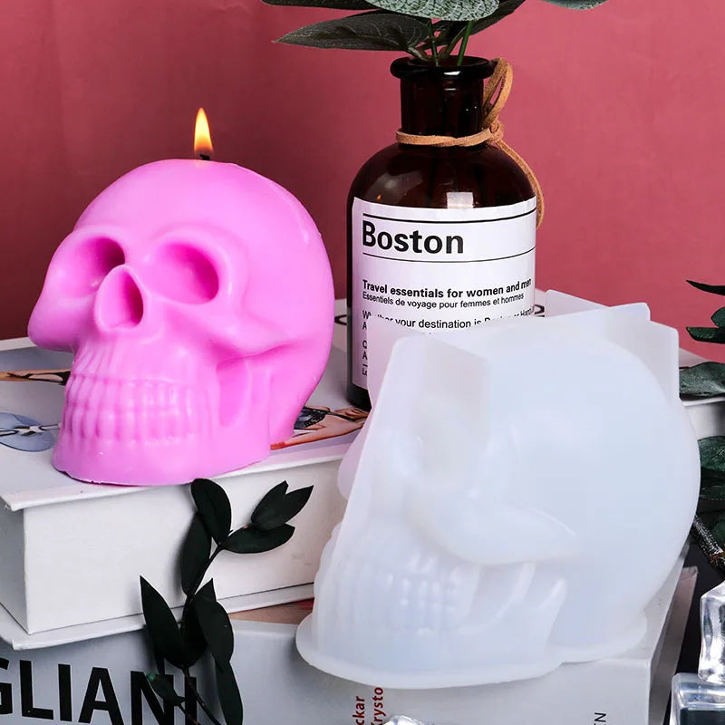 3D Skull Silicone Mold for Candle & Soap Making – DIY Halloween Plaster & Epoxy Craft Casting Mold