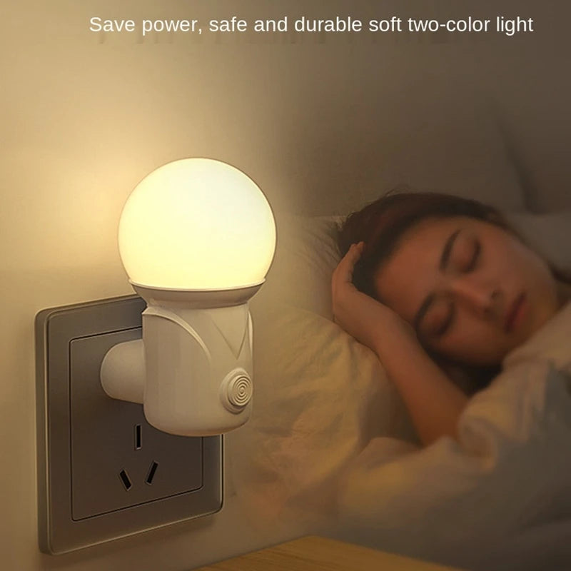 2-Color Dimmable LED Night Light EU/US Plug - Eye-Protection Bedside Lamp for Nursery, Bedroom & Living Room