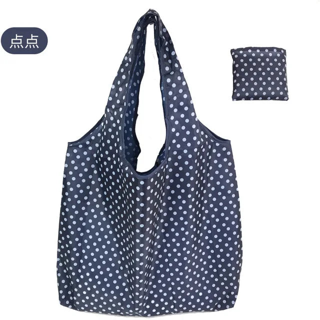 Foldable Reusable Grocery Tote Bag, Lemon Print Eco-Friendly Travel & Beach Pouch