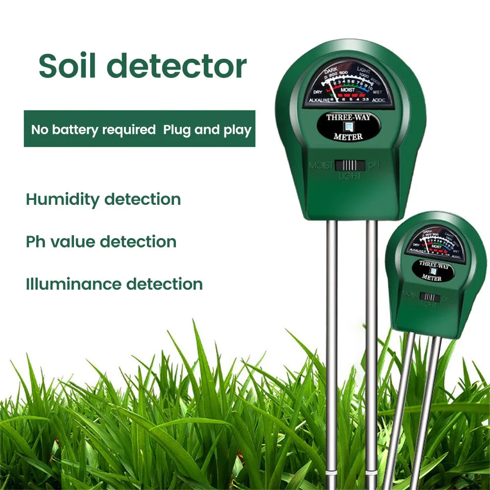 3-in-1 Soil Tester Meter - Moisture pH Light Sensor for Plants, Garden, Balcony & Greenhouse