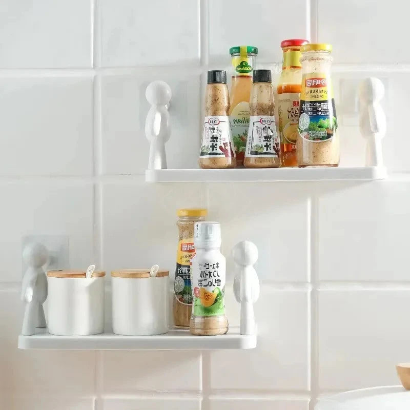 Self-Adhesive Shower Shelf – Wall-Mounted Bathroom Shampoo & Towel Storage Rack, PP Organizer