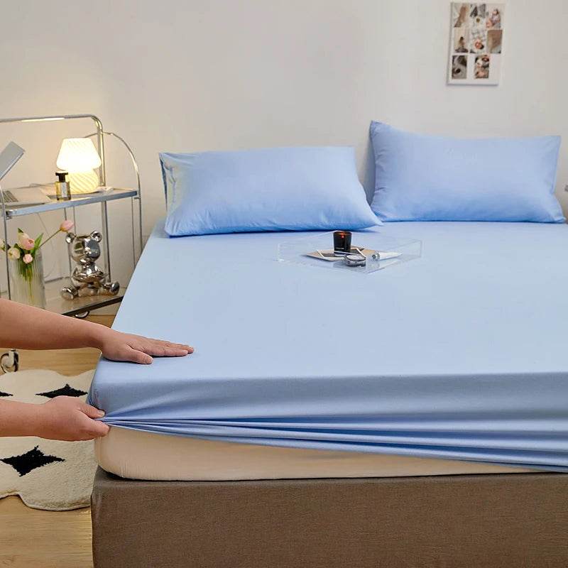 3-Piece Queen Size Polyester Bedding Set - Fitted Sheet, Pillowcases & Elastic Mattress Cover