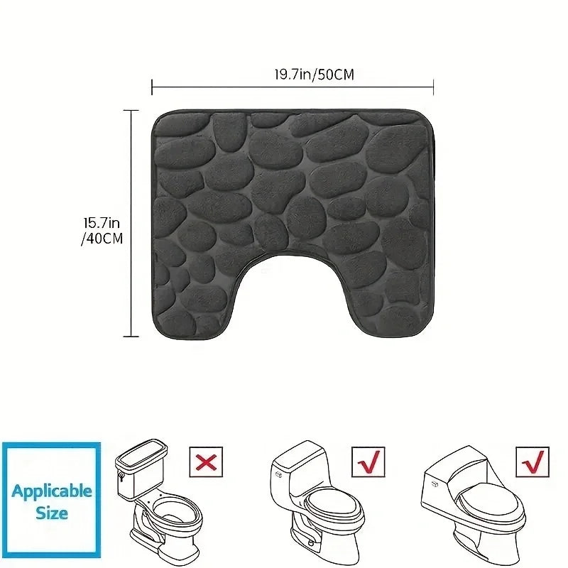 FanzyMarket waterproof suede U-shaped toilet mat with non-slip backing, water-absorbent bathroom rug for comfort and safety.