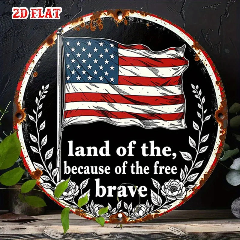 Blue Round Aluminum Sign 7.87 in (20 cm) Industrial Wall Plaque - 1-Pack