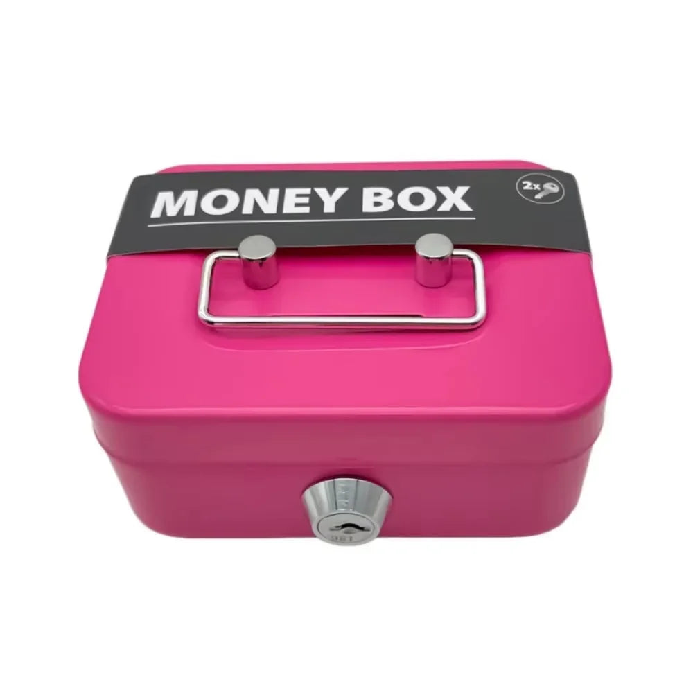Metal Key Lock Cash Box with Handle – Small Lockable Money Organizer for Kids, 4.5 x 3.35 x 2.28 in (11.5 x 8.5 x 5.8 cm)
