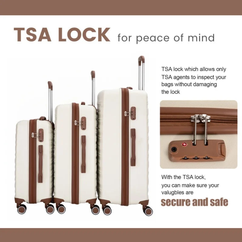 5-Piece Travel Luggage Set – 3 Hardshell Suitcases with Double Spinner Wheels & TSA Lock, Waterproof Duffel & Toiletry Bag