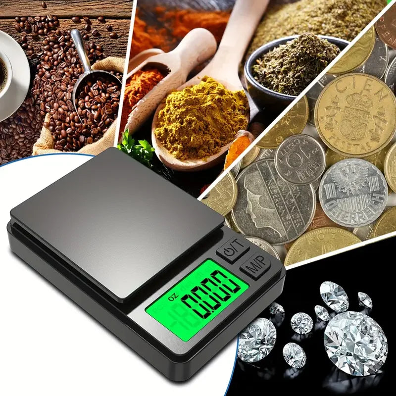 Precision Pocket Digital Scale 1000g x 0.1g / 500g x 0.01g Mini Gram Scale with Backlit LCD for Jewelry, Food, Herbs, Travel