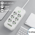 2M EU Plug Power Strip Surge Protector — Multi Outlet Extension Cord with 4 USB Ports & USB-C Fast Charging