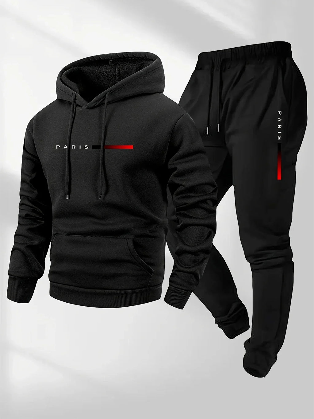Men's Fleece Hoodie & Jogger Set – Letter Print Pullover Tracksuit for Fall Winter Casual Sportswear