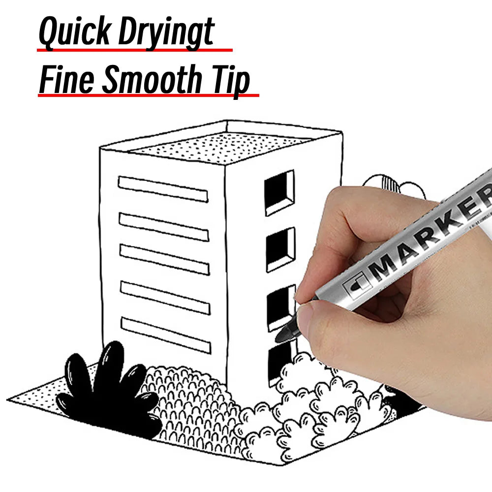 Waterproof Black Permanent Paint Marker - Quick-Dry Oil-Based Pen for Tires, Metal & Glass