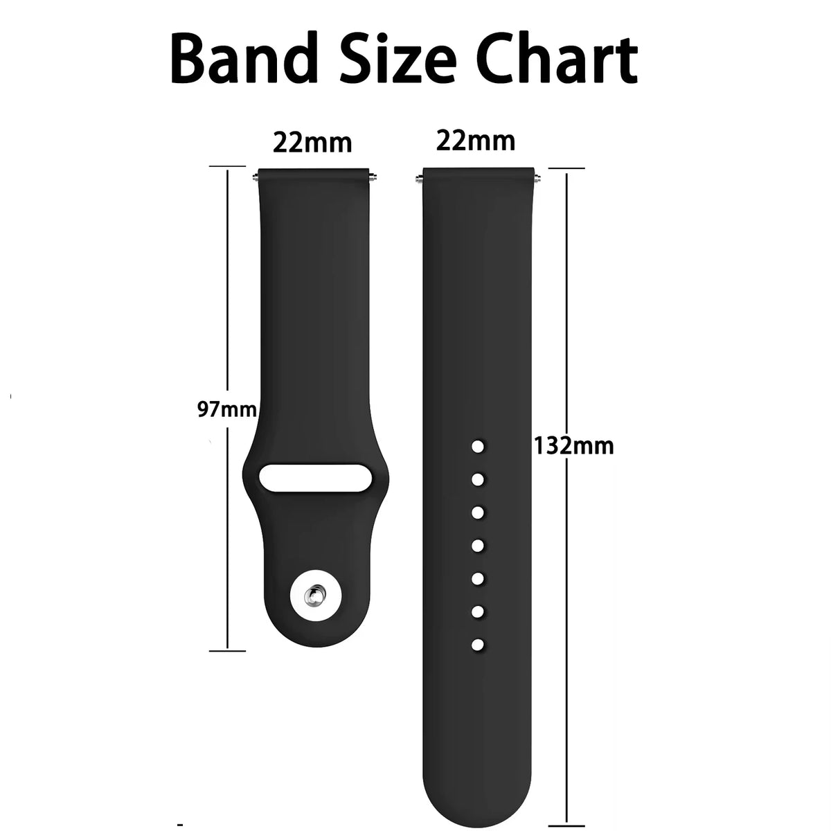 22mm Silicone Sport Watch Band – Replacement Breathable Smartwatch Strap, Unisex