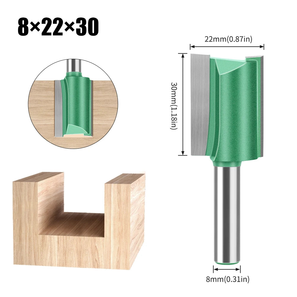 Tungsten Carbide Router Bit 3-20mm (0.12-0.79 in) Diameter, 8mm (0.315 in) Shank, Single/Double Flute Straight Bit for Woodworking