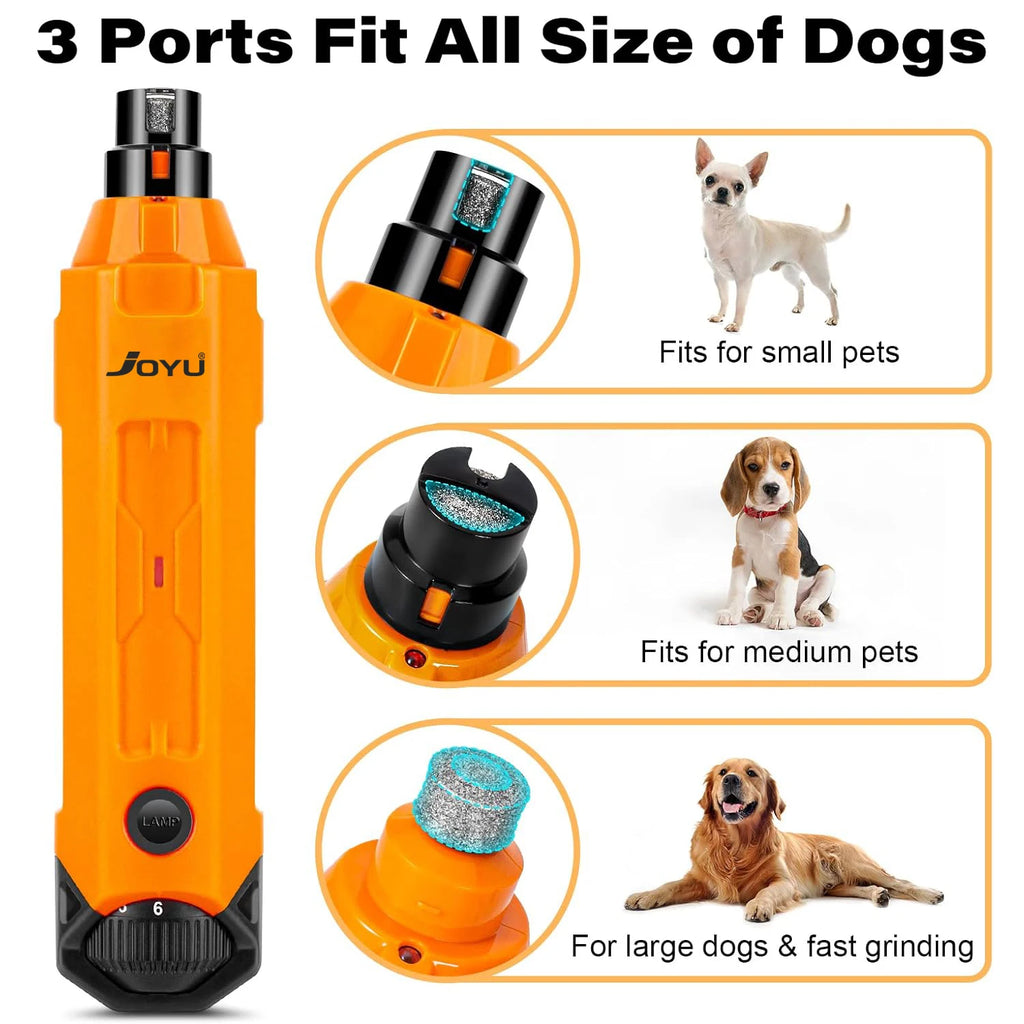 6-Speed Rechargeable Dog Nail Grinder Quiet Electric Pet Nail Trimmer for Painless Paw Grooming