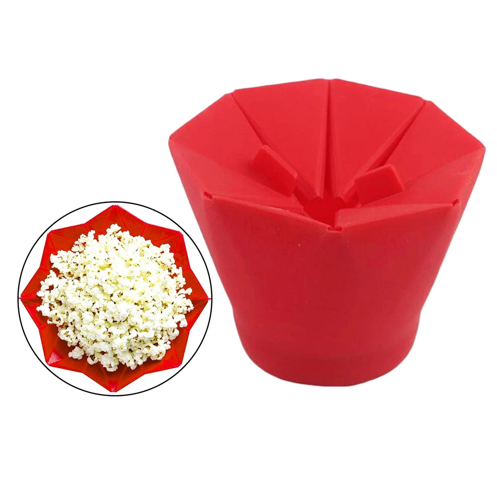 Foldable Silicone Popcorn Bowl - Microwave-Safe Collapsible Popcorn Maker, 6.7 x 3.7 in (17 x 9.5 cm)