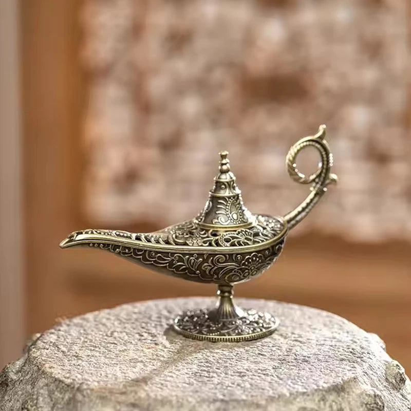 Antique Style Metal Incense Burner Lamp Candle Holder, Conical Aromatherapy Home Decor Gift